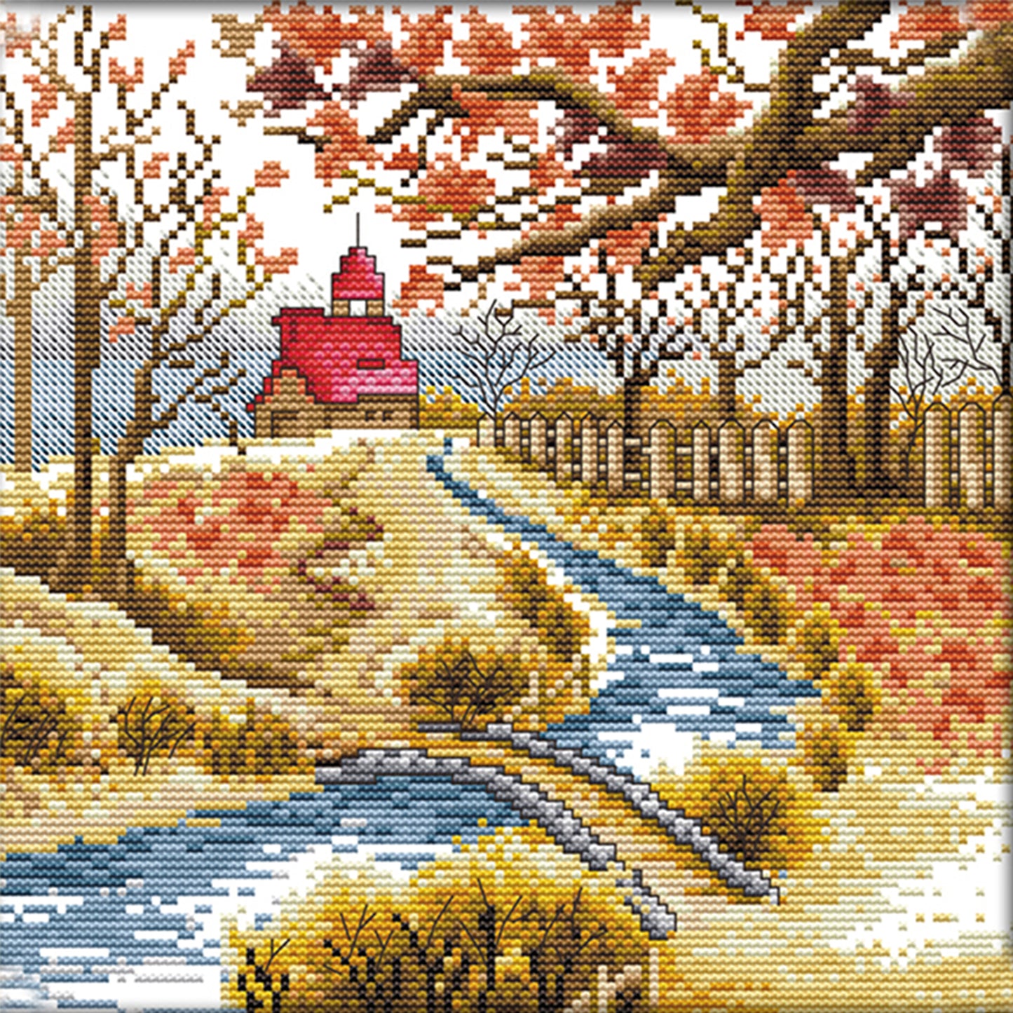 Autumn - Partial 14CT Stamped Cross Stitch 29x29CM - Joy Sunday Backstitch+Half Cross Stitch