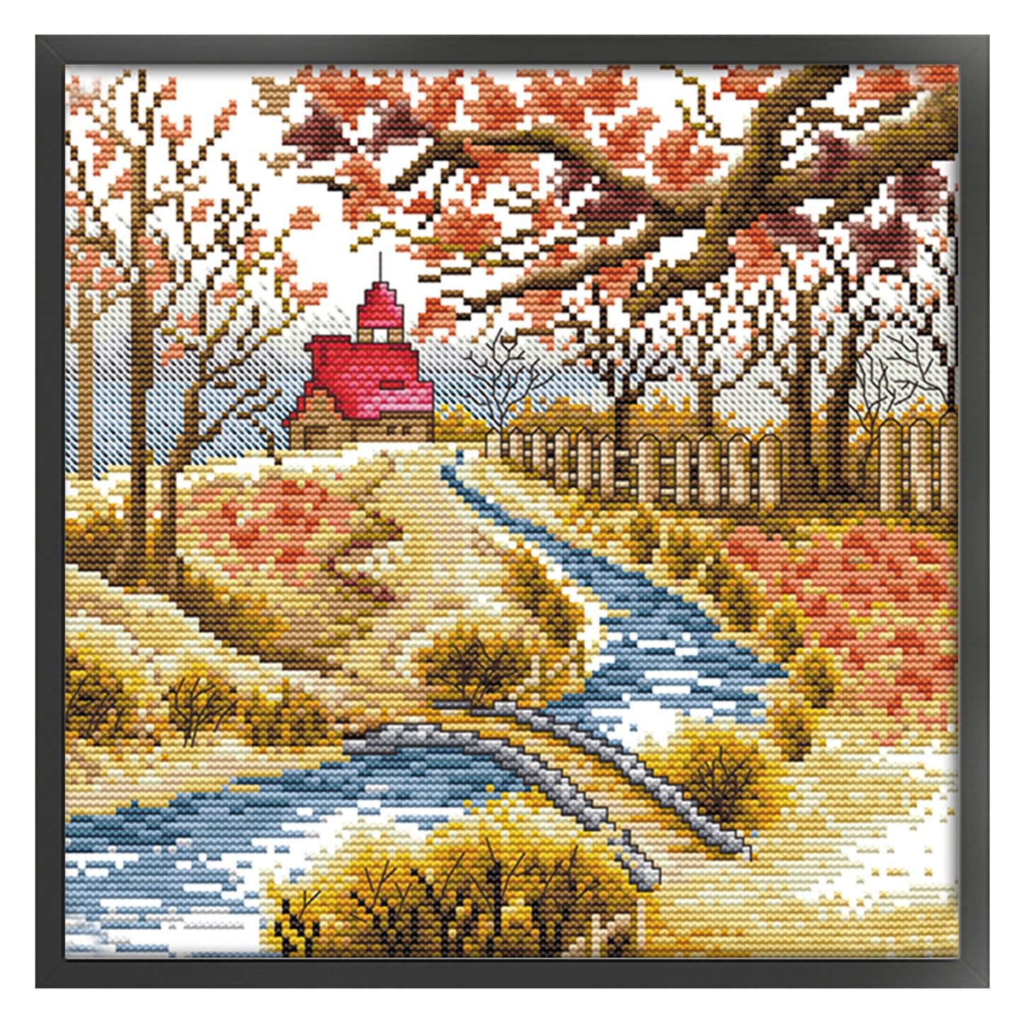 Autumn - Partial 14CT Stamped Cross Stitch 29x29CM - Joy Sunday Backstitch+Half Cross Stitch