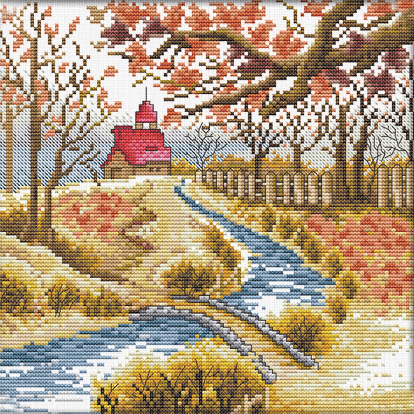 Autumn - Partial 14CT Stamped Cross Stitch 29x29CM - Joy Sunday Backstitch+Half Cross Stitch