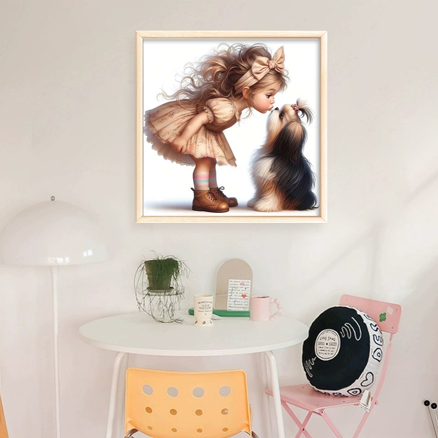 Shih Tzu And Girl - Full 11CT Stamped Cross Stitch 45x45CM - Huacan
