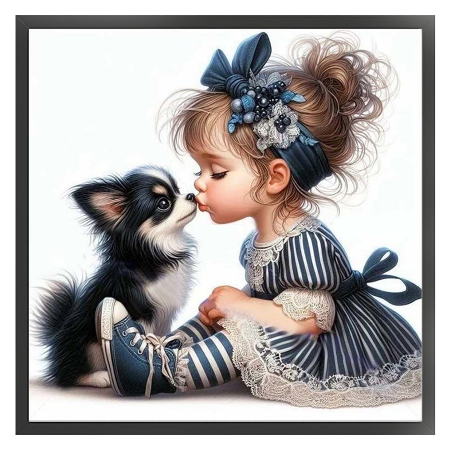Chihuahua And Girl - Full 11CT Stamped Cross Stitch 45x45CM - Huacan