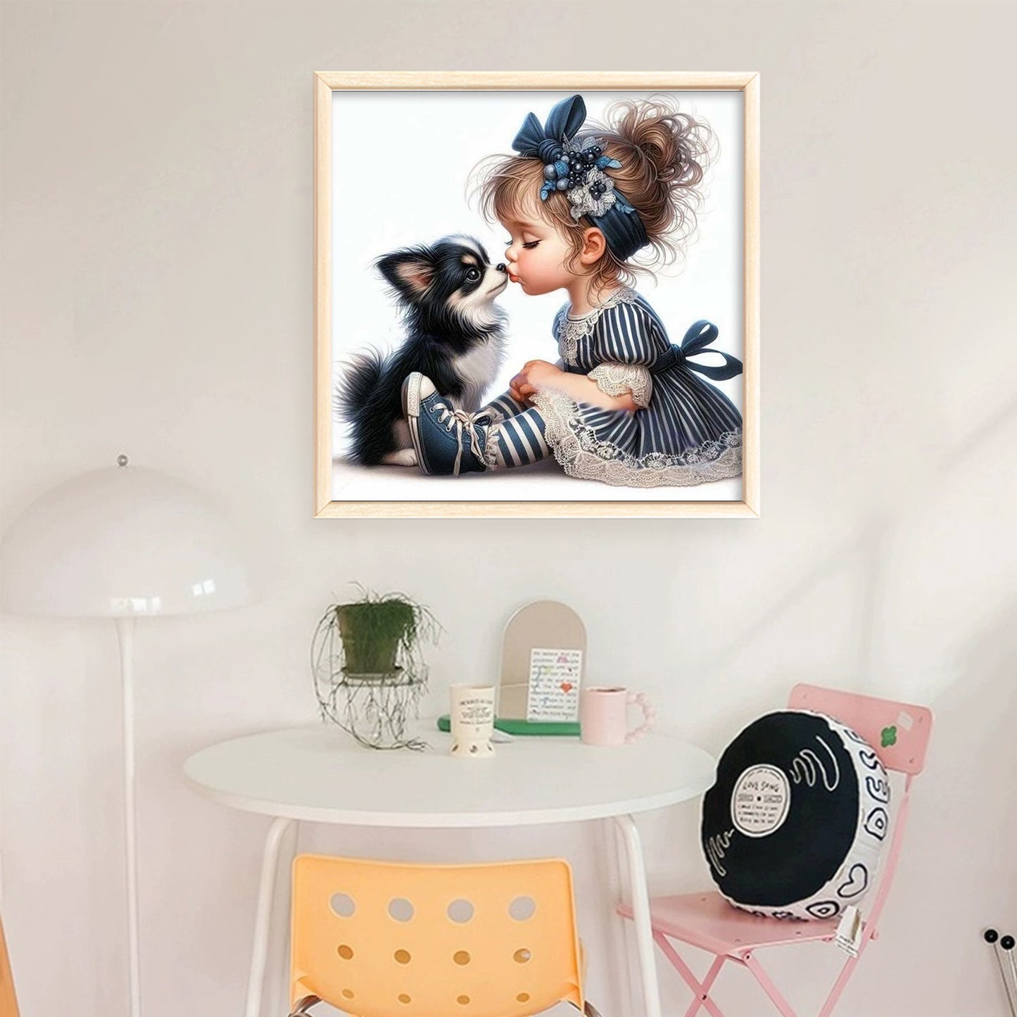 Chihuahua And Girl - Full 11CT Stamped Cross Stitch 45x45CM - Huacan