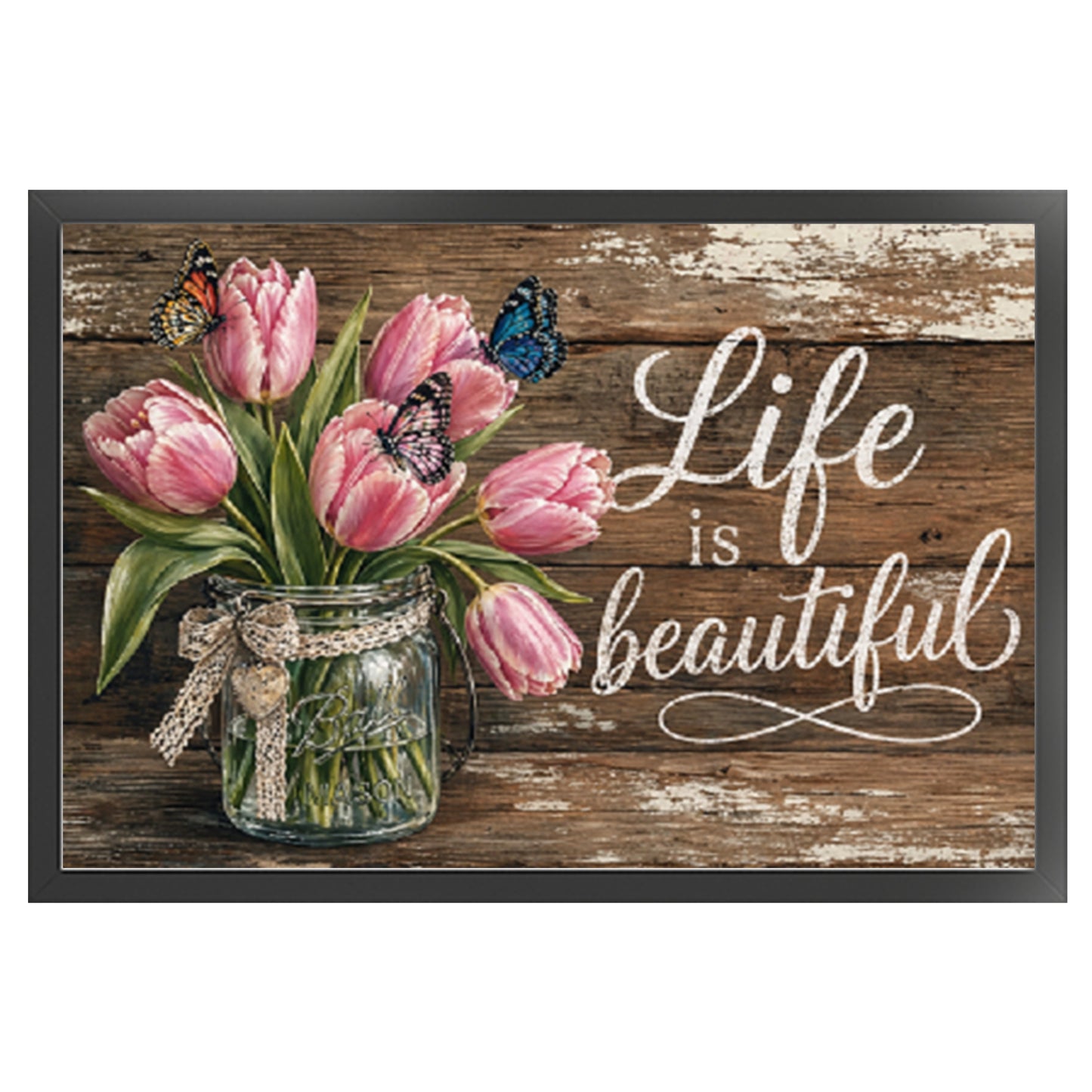 Tulip Vase With Proverbs - Full 11CT Stamped Cross Stitch 60x40CM - Huacan