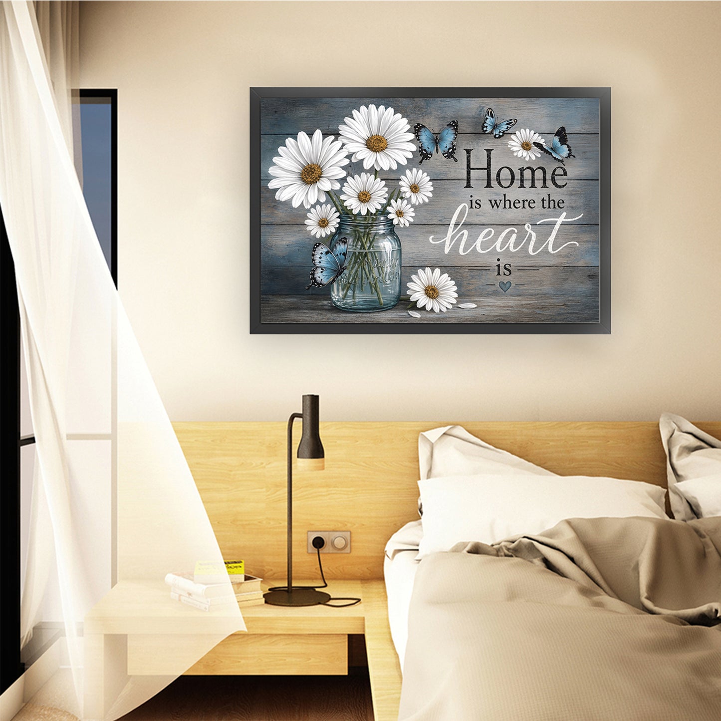 Daisy Vase With Proverbs - Full 11CT Stamped Cross Stitch 60x40CM - Huacan