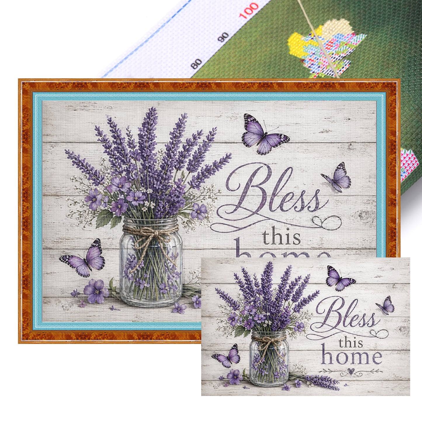 Lavender Vase With Proverbs - Full 11CT Stamped Cross Stitch 60x40CM - Huacan