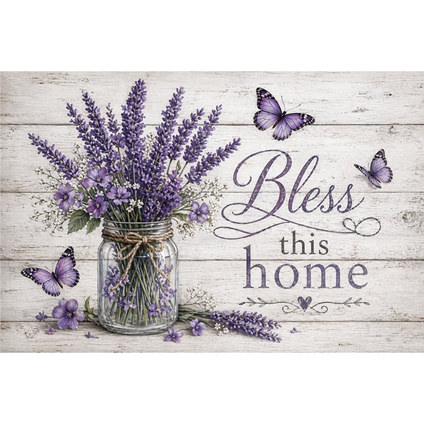 Lavender Vase With Proverbs - Full 11CT Stamped Cross Stitch 60x40CM - Huacan