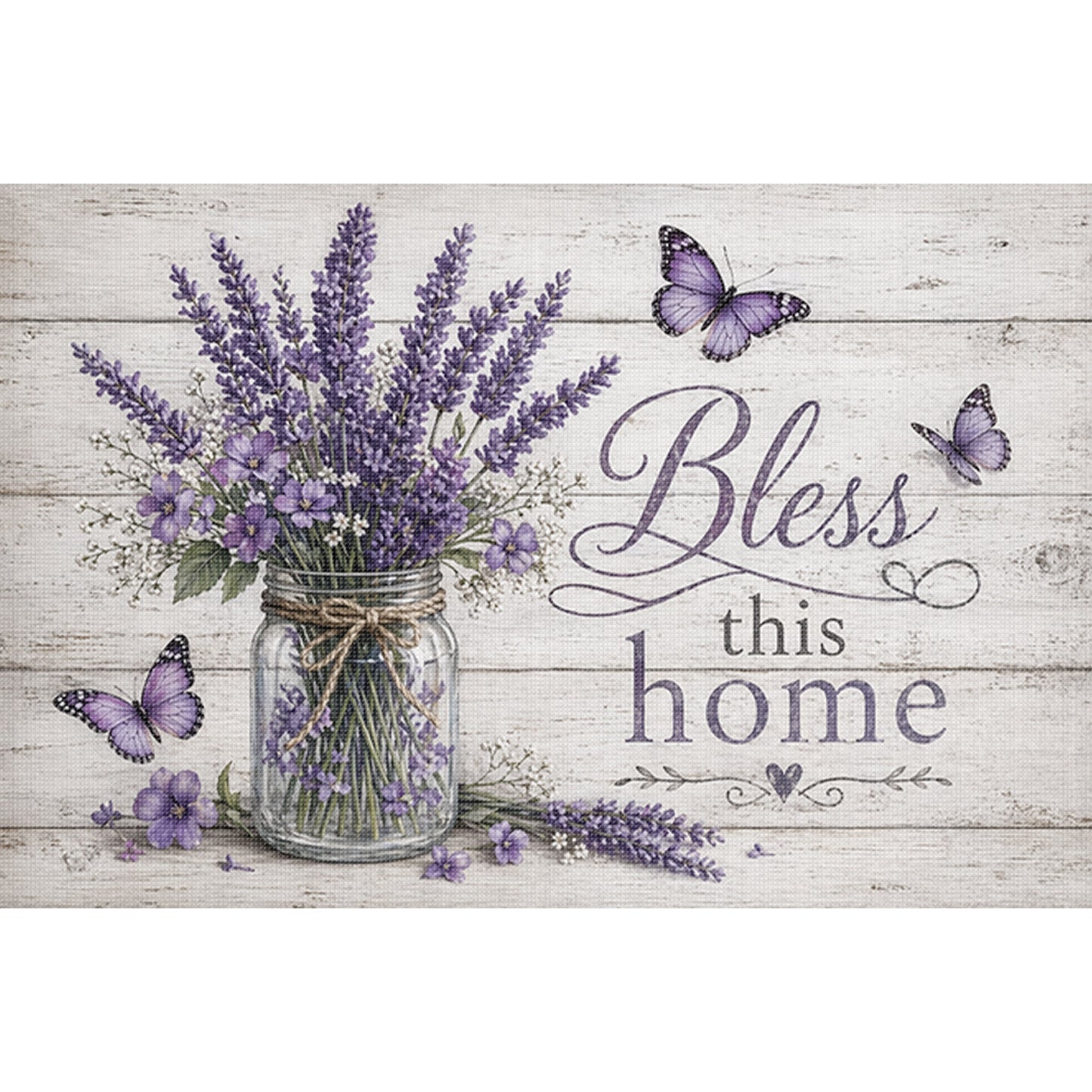 Lavender Vase With Proverbs - Full 11CT Stamped Cross Stitch 60x40CM - Huacan