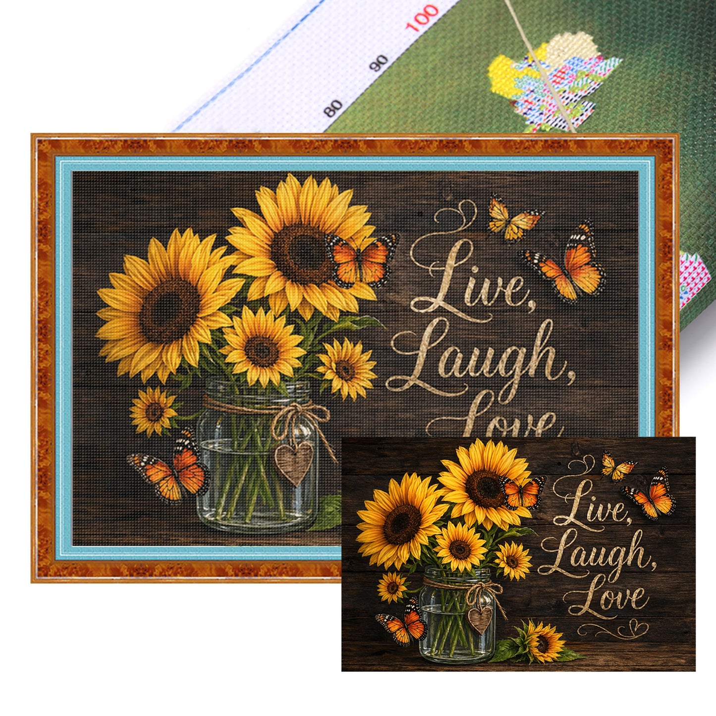 Sunflower Vase With Proverbs - Full 11CT Stamped Cross Stitch 60x40CM - Huacan