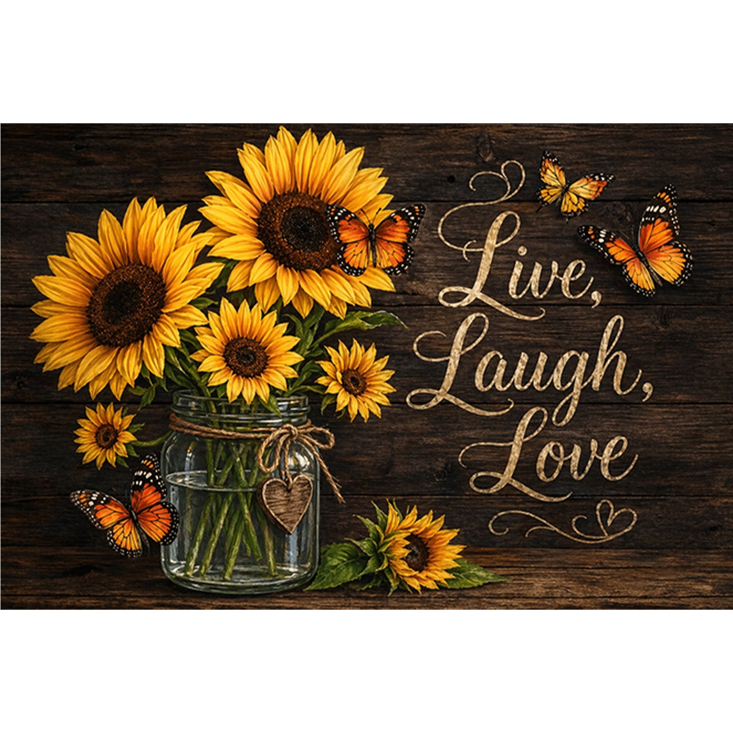 Sunflower Vase With Proverbs - Full 11CT Stamped Cross Stitch 60x40CM - Huacan
