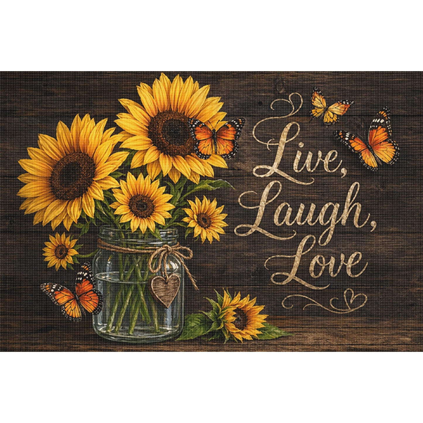 Sunflower Vase With Proverbs - Full 11CT Stamped Cross Stitch 60x40CM - Huacan