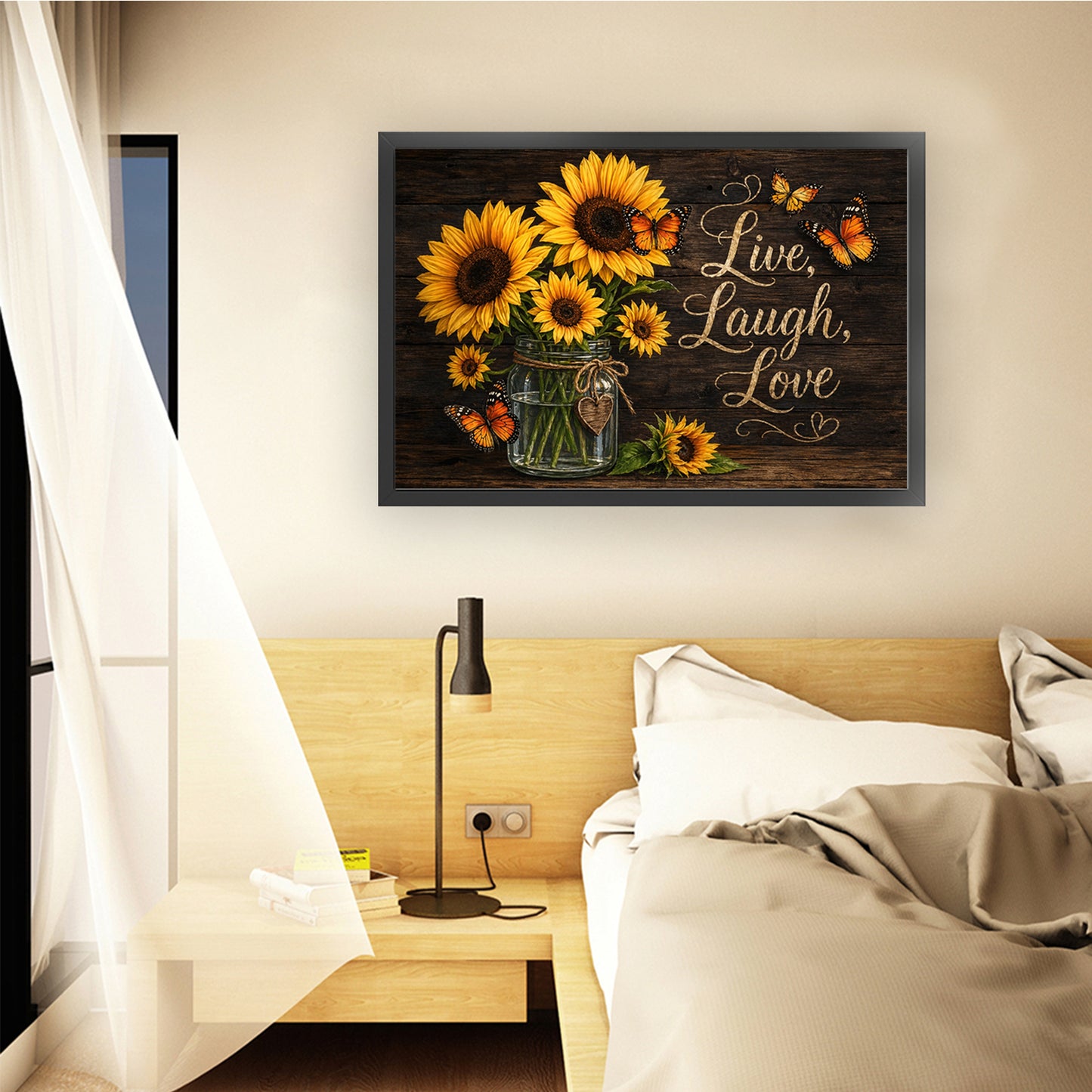 Sunflower Vase With Proverbs - Full 11CT Stamped Cross Stitch 60x40CM - Huacan