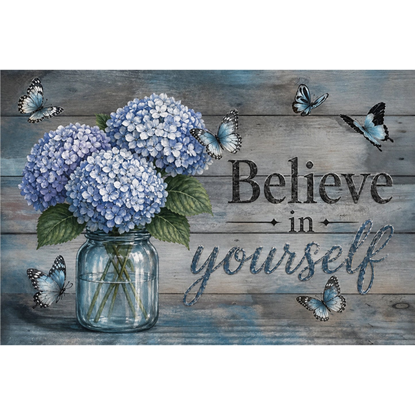 Hydrangea Vase With Proverbs - Full 11CT Stamped Cross Stitch 60x40CM - Huacan