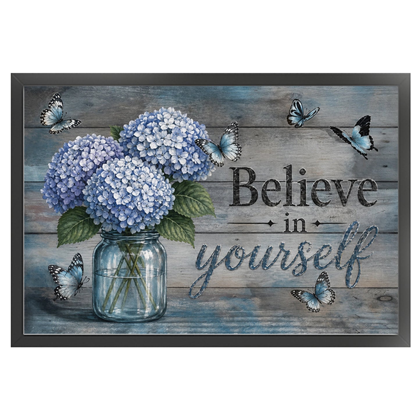 Hydrangea Vase With Proverbs - Full 11CT Stamped Cross Stitch 60x40CM - Huacan