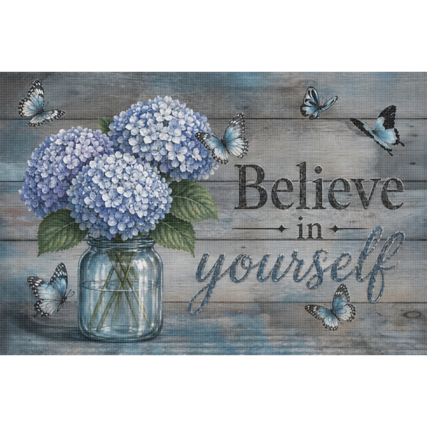 Hydrangea Vase With Proverbs - Full 11CT Stamped Cross Stitch 60x40CM - Huacan