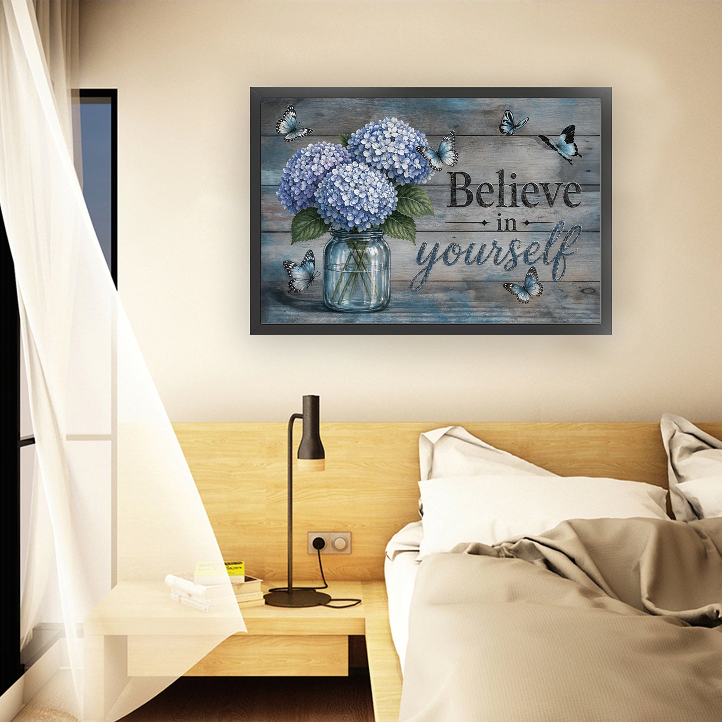 Hydrangea Vase With Proverbs - Full 11CT Stamped Cross Stitch 60x40CM - Huacan