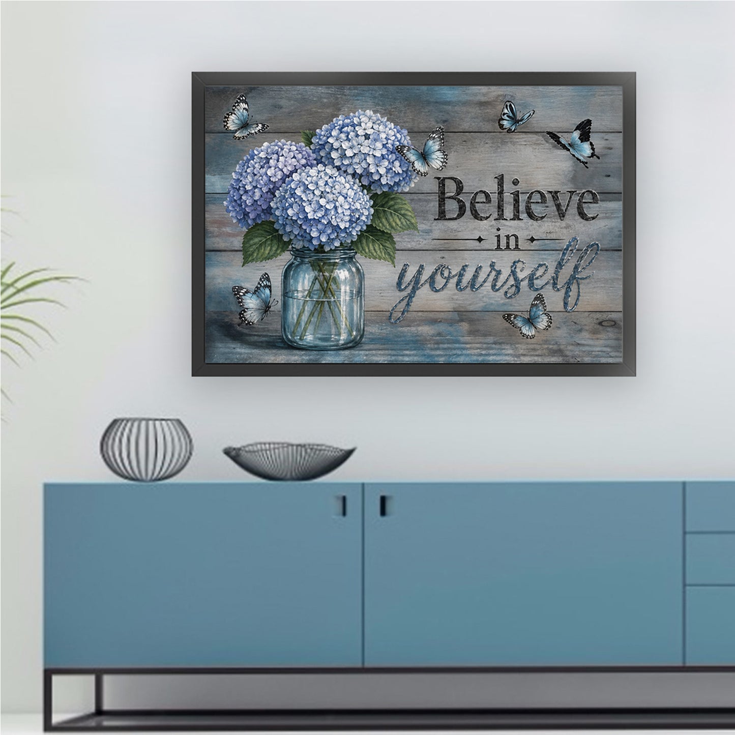 Hydrangea Vase With Proverbs - Full 11CT Stamped Cross Stitch 60x40CM - Huacan
