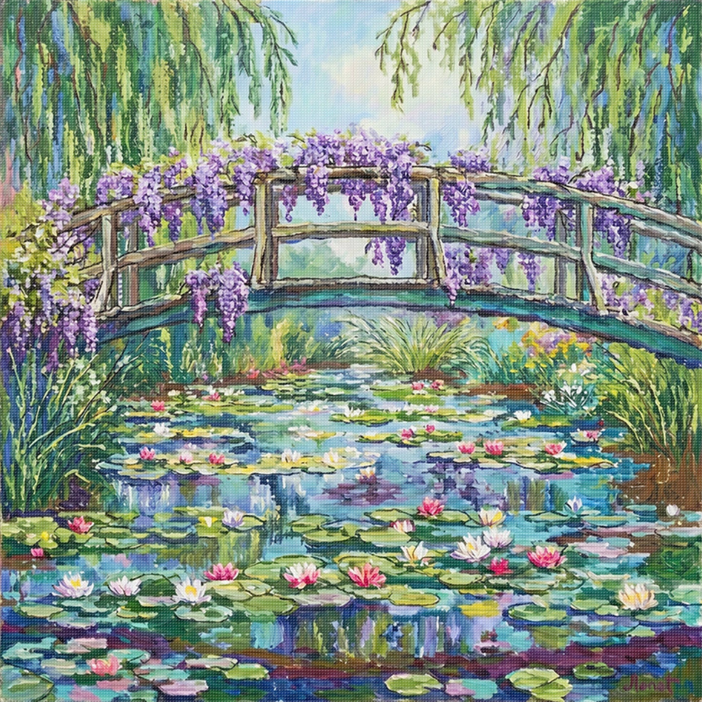 Summer Scenery - Full 18CT Stamped Cross Stitch 40x40CM - Huacan