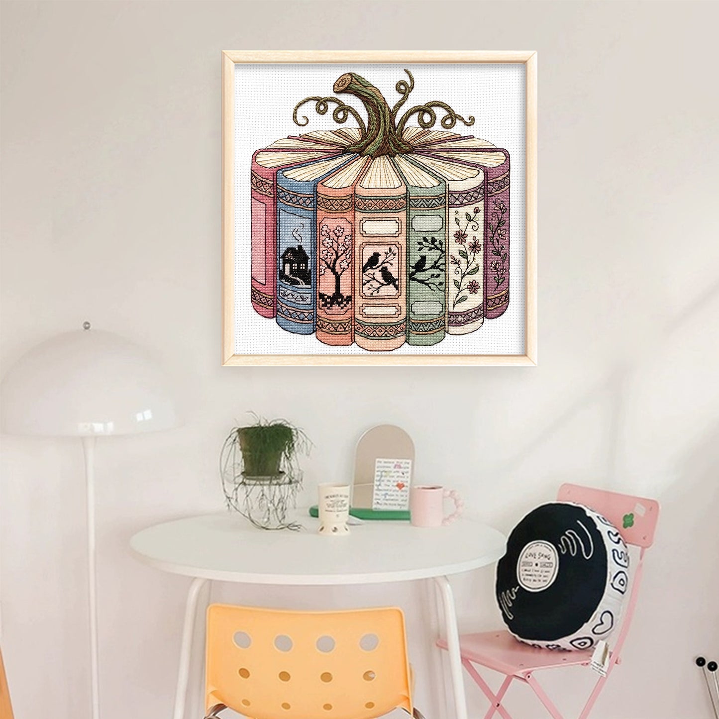 Book & Pumpkin Silhouette - Full 18CT Stamped Cross Stitch 40x40CM - Huacan