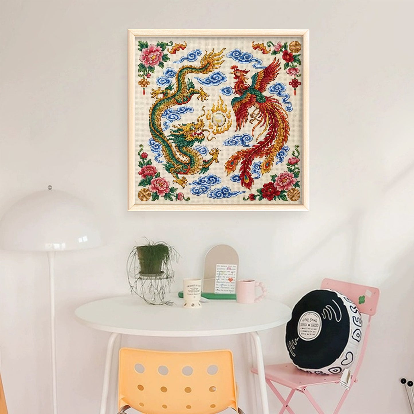 Dragon And Phoenix Auspicious - Full 14CT Stamped Cross Stitch 45x45CM - Huacan
