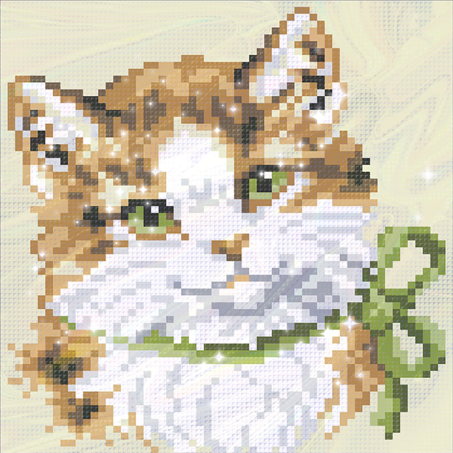 Tabby Cat - Full  9CT Stamped Cross Stitch - Bead Embroidery 17x18CM/6.69x7.09in