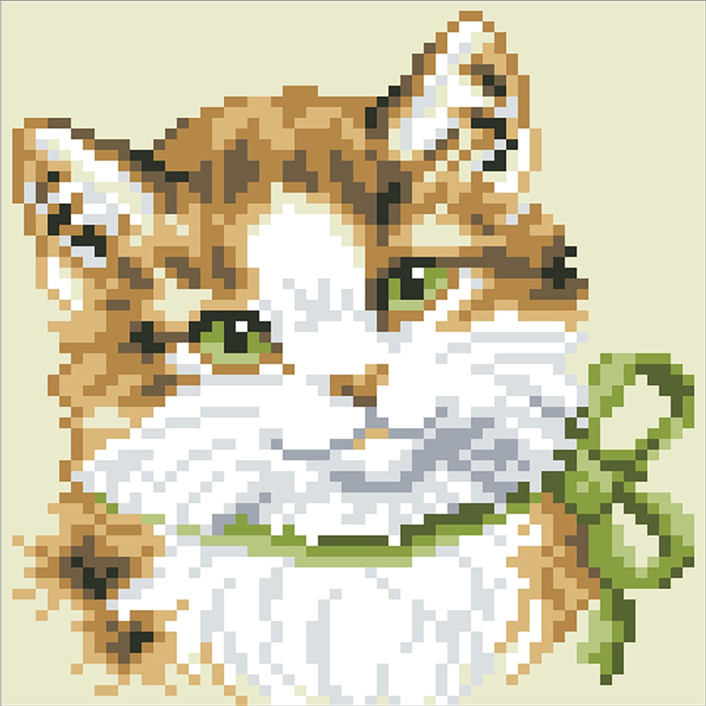 Tabby Cat - Full  9CT Stamped Cross Stitch - Bead Embroidery 17x18CM/6.69x7.09in