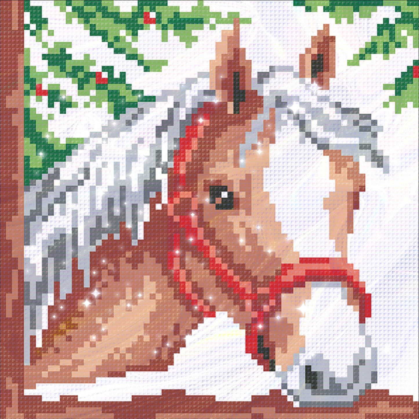 Chestnut Horse - Full  9CT Stamped Cross Stitch - Bead Embroidery 20x20CM/7.87x7.87in