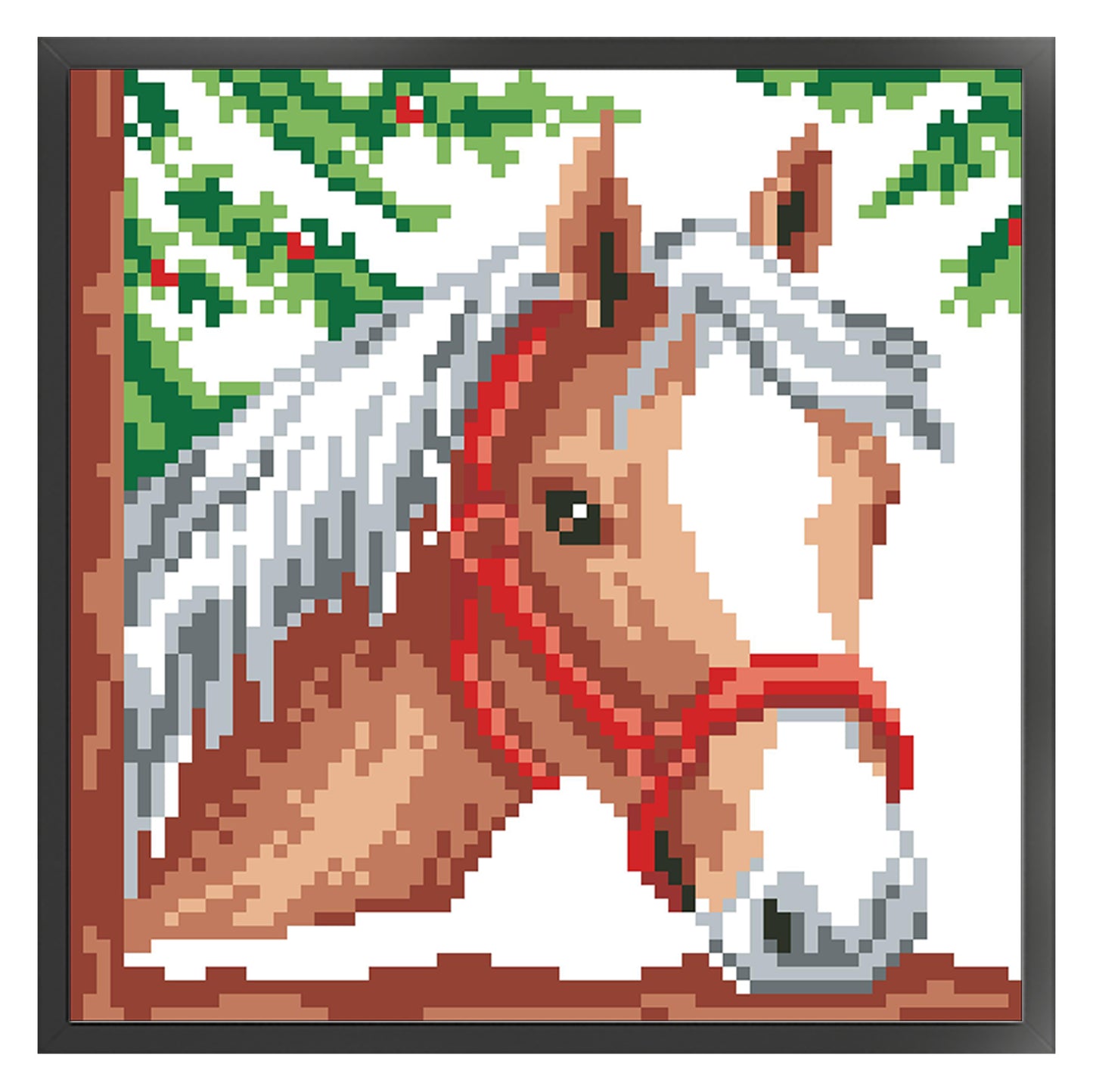 Chestnut Horse - Full  9CT Stamped Cross Stitch - Bead Embroidery 20x20CM/7.87x7.87in