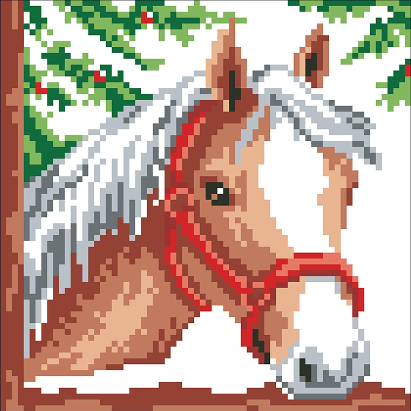 Chestnut Horse - Full  9CT Stamped Cross Stitch - Bead Embroidery 20x20CM/7.87x7.87in