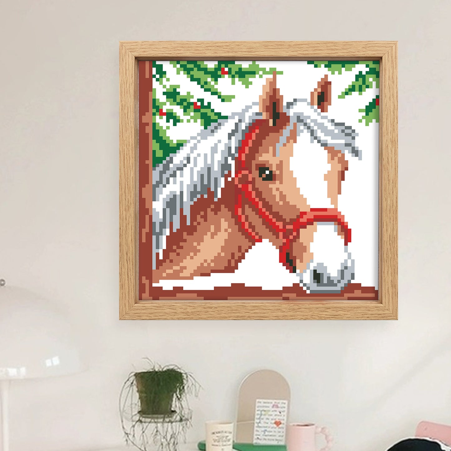 Chestnut Horse - Full  9CT Stamped Cross Stitch - Bead Embroidery 20x20CM/7.87x7.87in