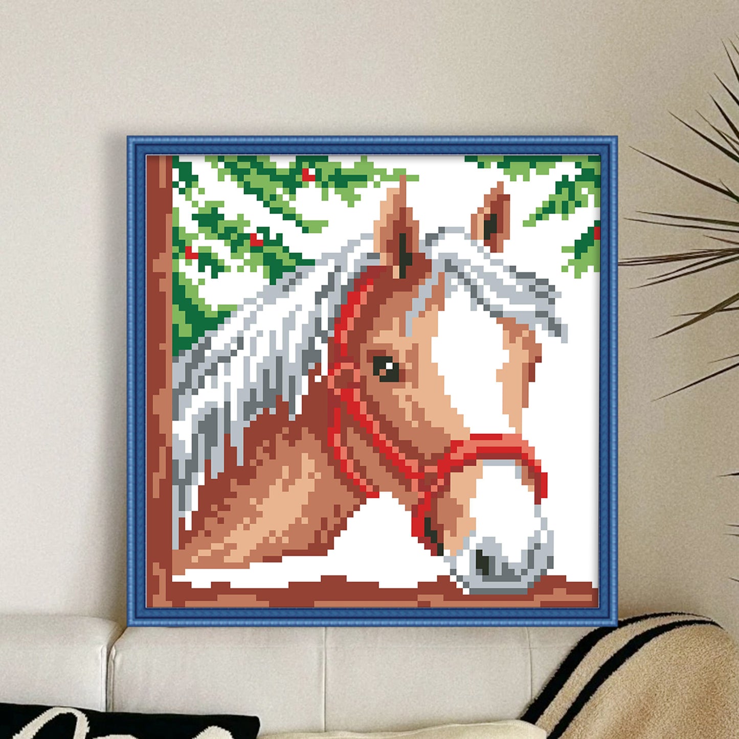 Chestnut Horse - Full  9CT Stamped Cross Stitch - Bead Embroidery 20x20CM/7.87x7.87in