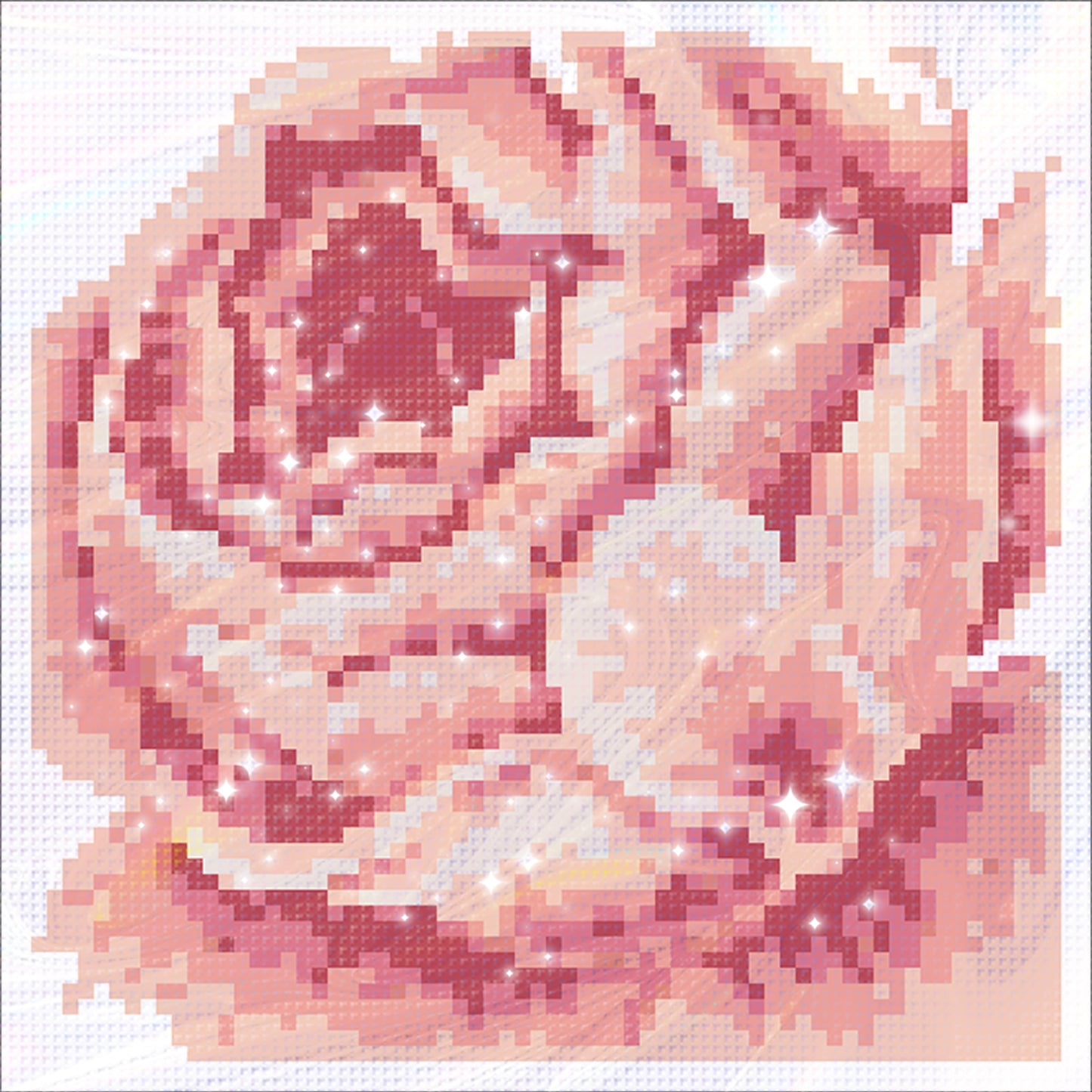 Pink Rose - Full  9CT Stamped Cross Stitch - Bead Embroidery 20x20CM/7.87x7.87in