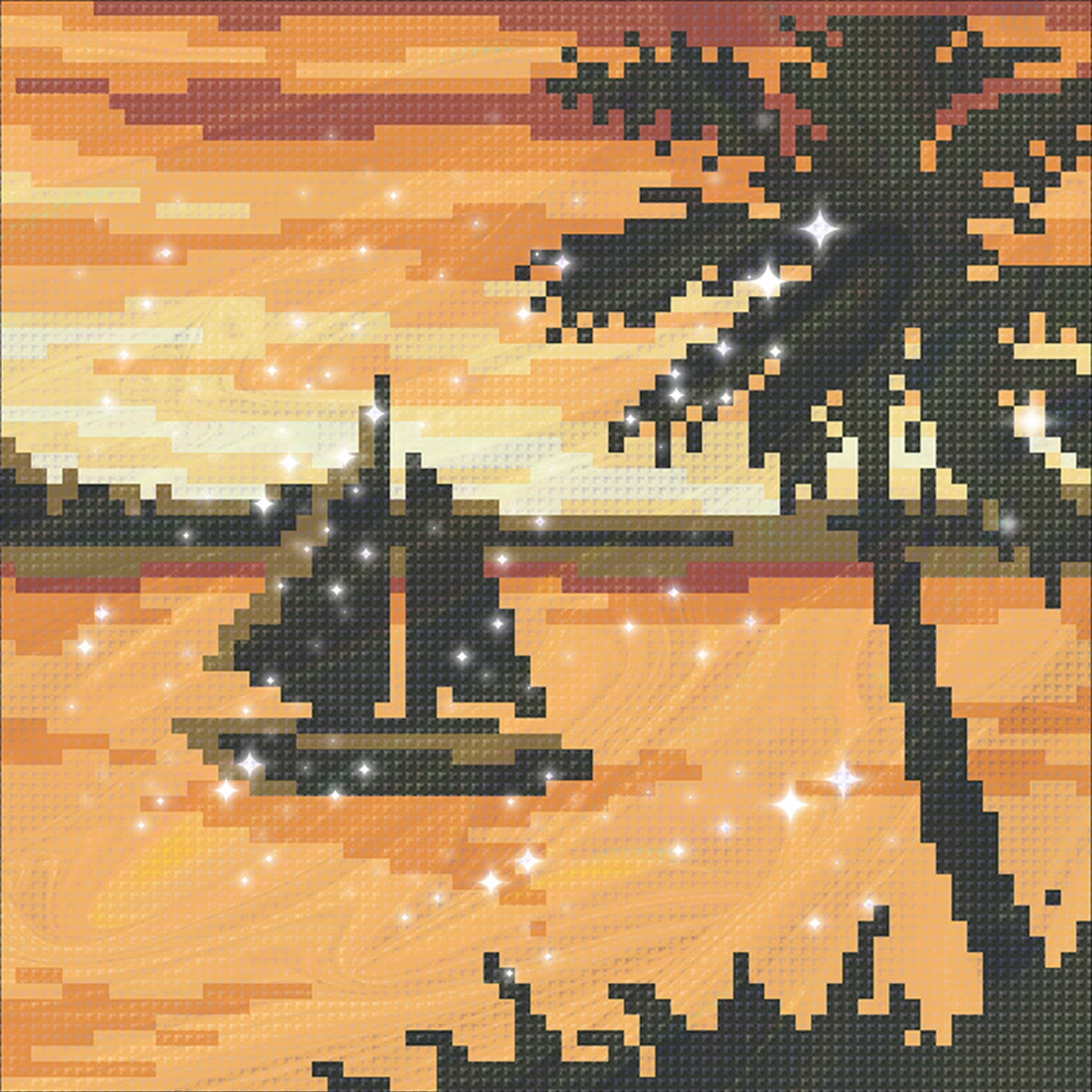 Sunset Sailboat - Full  9CT Stamped Cross Stitch - Bead Embroidery 20x20CM/7.87x7.87in
