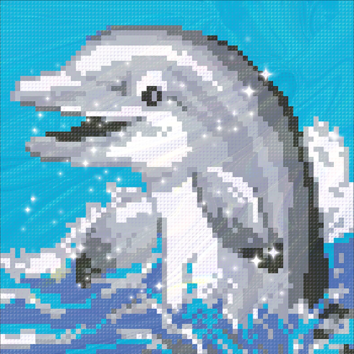 Dolphin - Full  9CT Stamped Cross Stitch - Bead Embroidery 20x20CM/7.87x7.87in