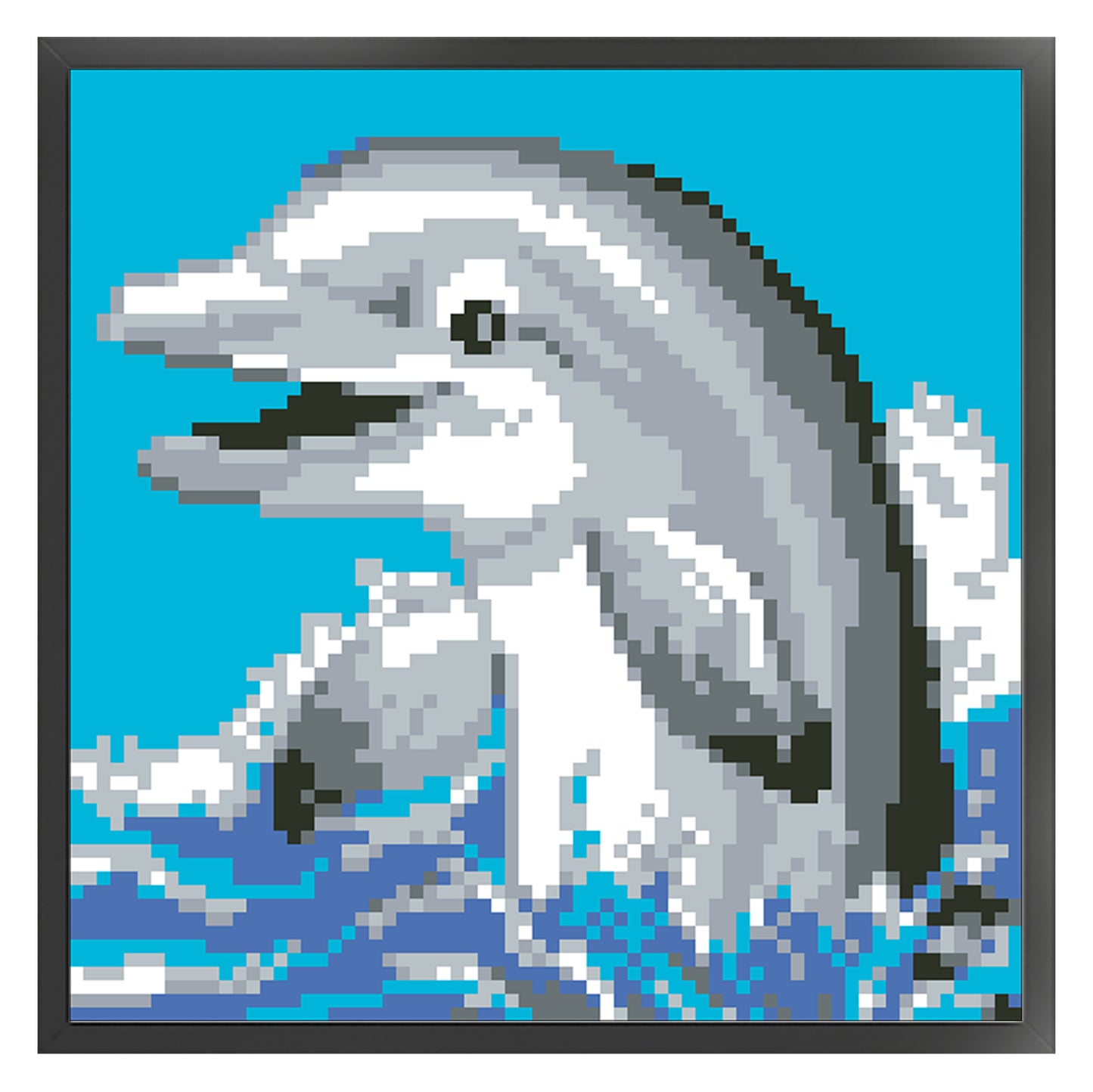 Dolphin - Full  9CT Stamped Cross Stitch - Bead Embroidery 20x20CM/7.87x7.87in