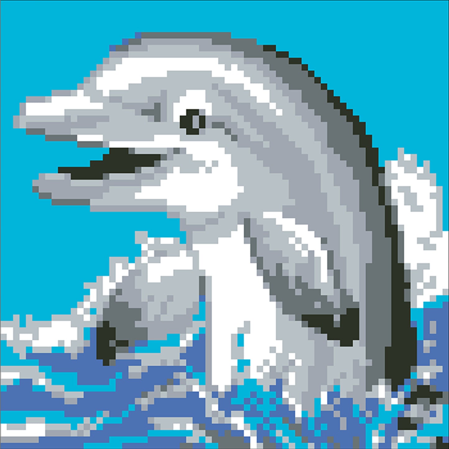 Dolphin - Full  9CT Stamped Cross Stitch - Bead Embroidery 20x20CM/7.87x7.87in