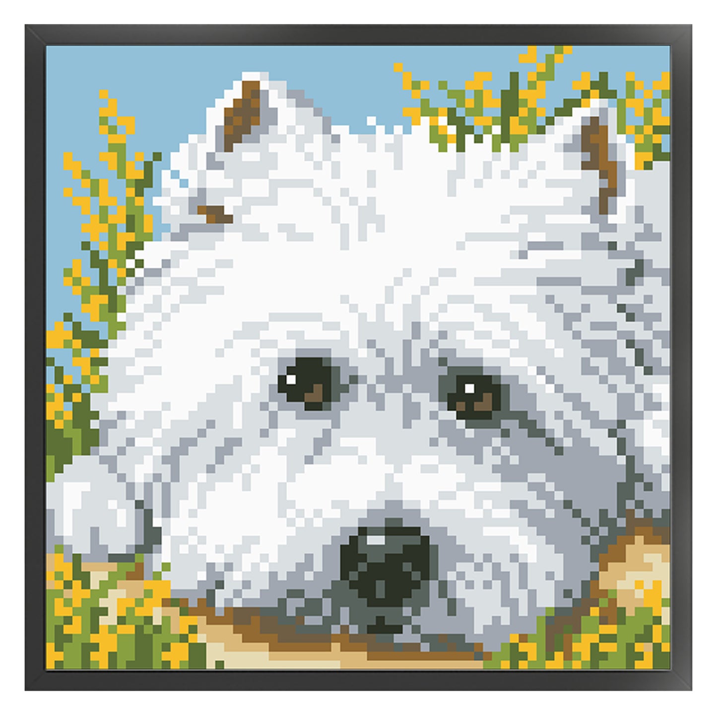 West Highland White - Full  9CT Stamped Cross Stitch - Bead Embroidery 20x20CM/7.87x7.87in