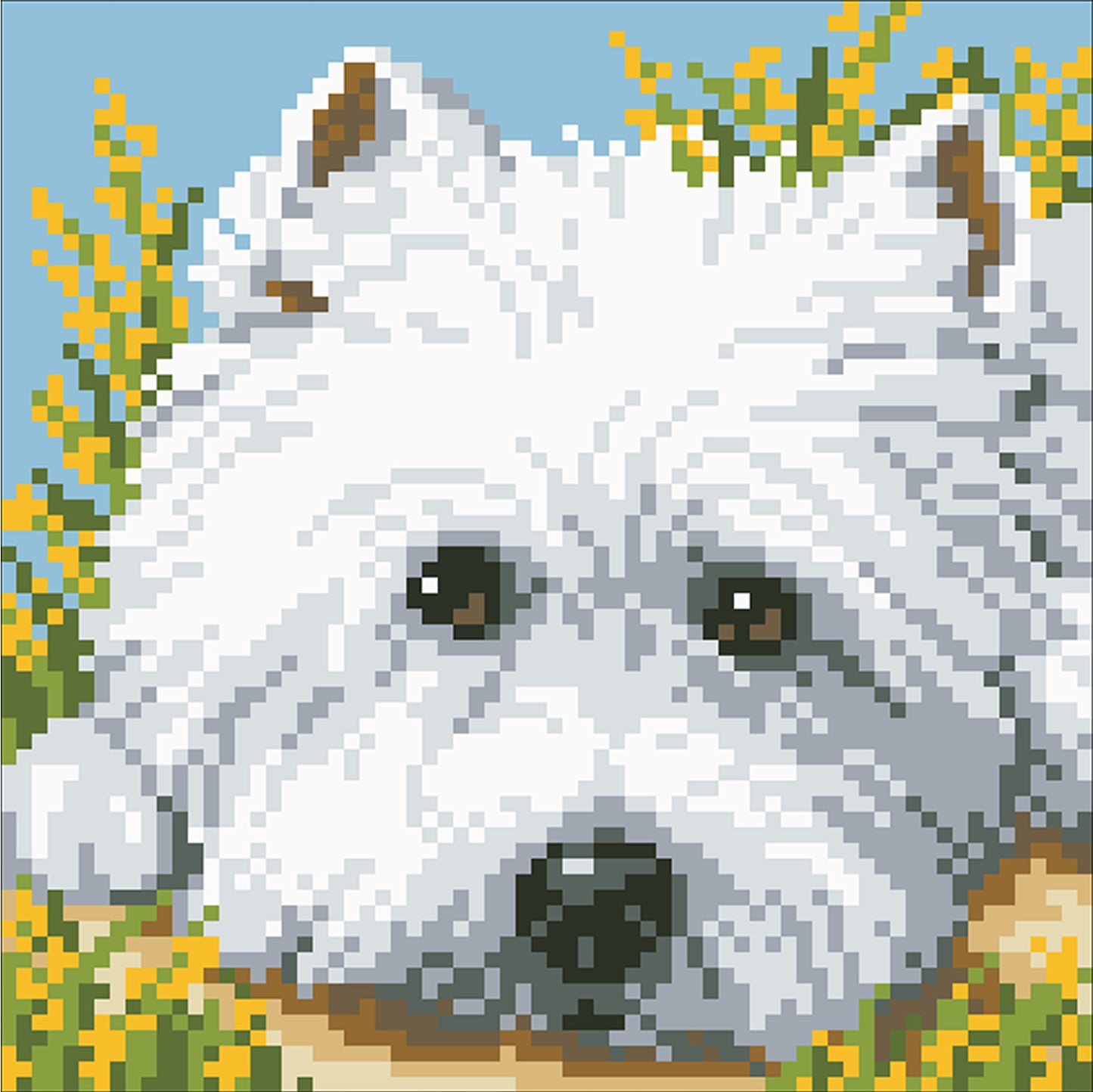 West Highland White - Full  9CT Stamped Cross Stitch - Bead Embroidery 20x20CM/7.87x7.87in