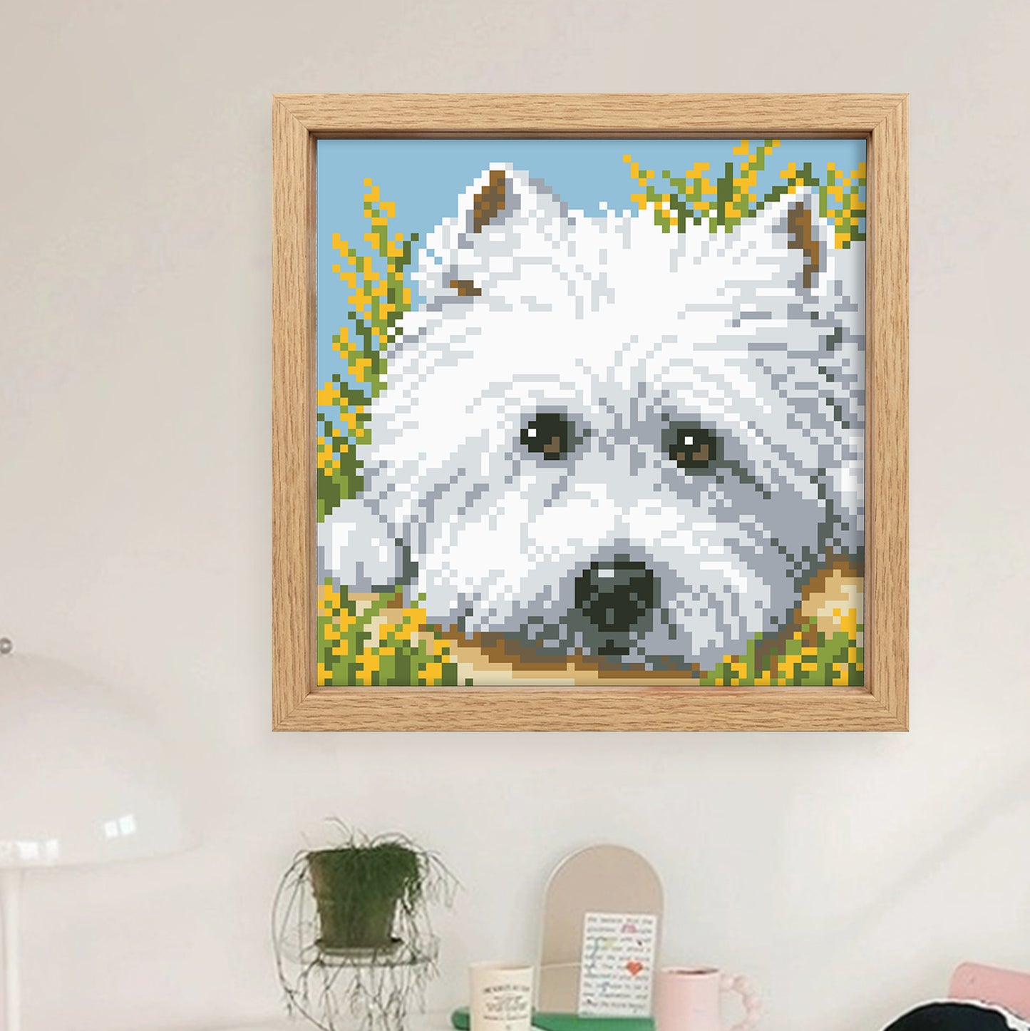 West Highland White - Full  9CT Stamped Cross Stitch - Bead Embroidery 20x20CM/7.87x7.87in