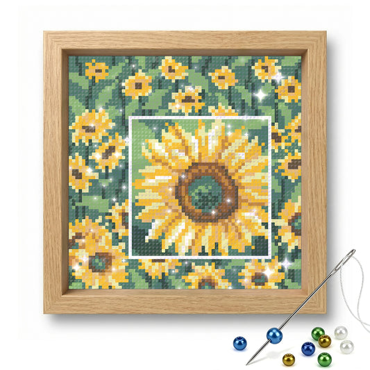 Sunflower - Full  9CT Stamped Cross Stitch - Bead Embroidery 20x20CM/7.87x7.87in