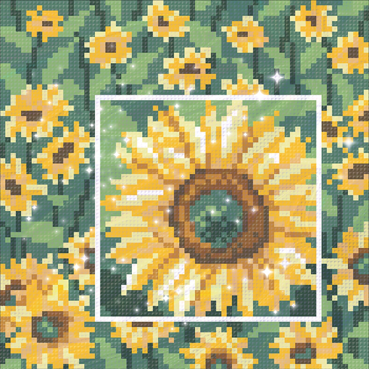 Sunflower - Full  9CT Stamped Cross Stitch - Bead Embroidery 20x20CM/7.87x7.87in