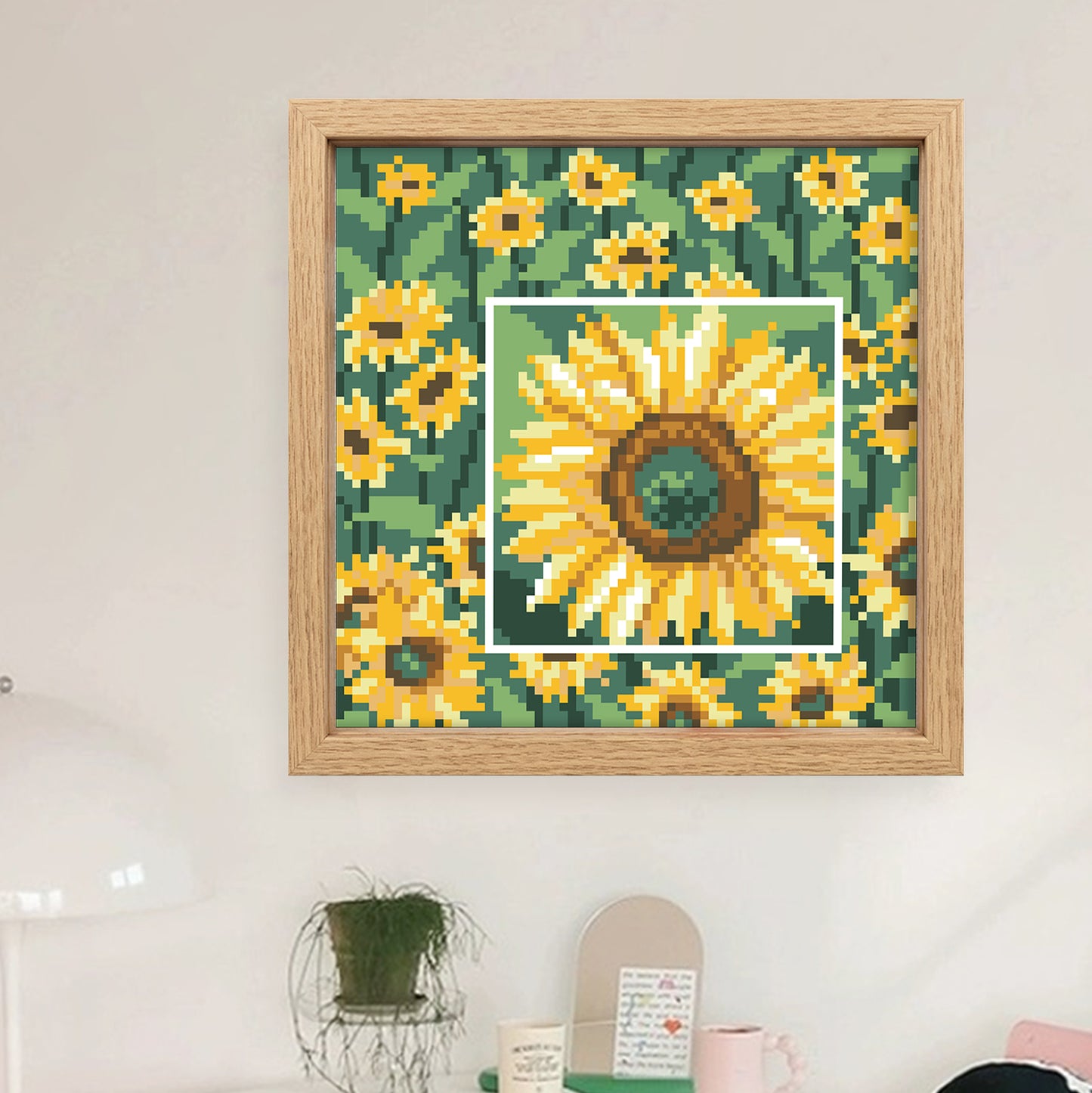 Sunflower - Full  9CT Stamped Cross Stitch - Bead Embroidery 20x20CM/7.87x7.87in