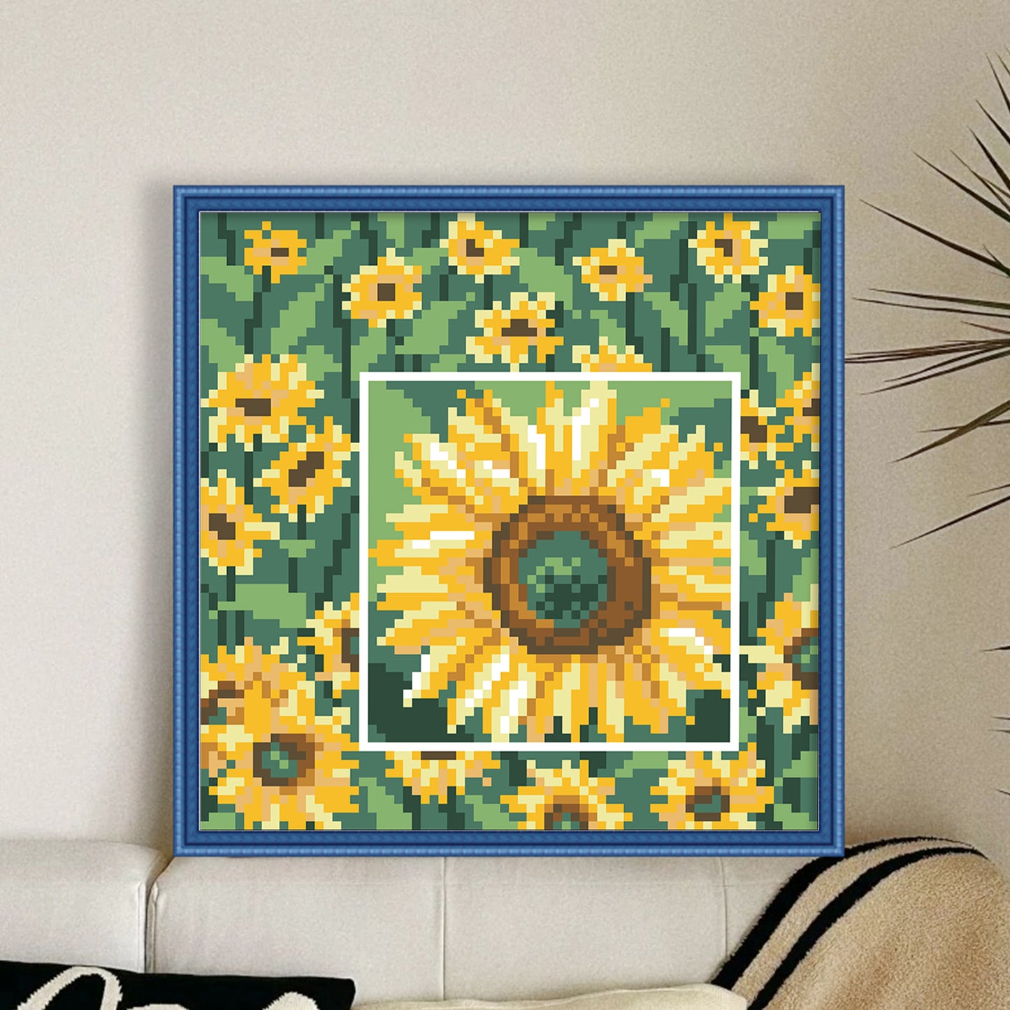 Sunflower - Full  9CT Stamped Cross Stitch - Bead Embroidery 20x20CM/7.87x7.87in