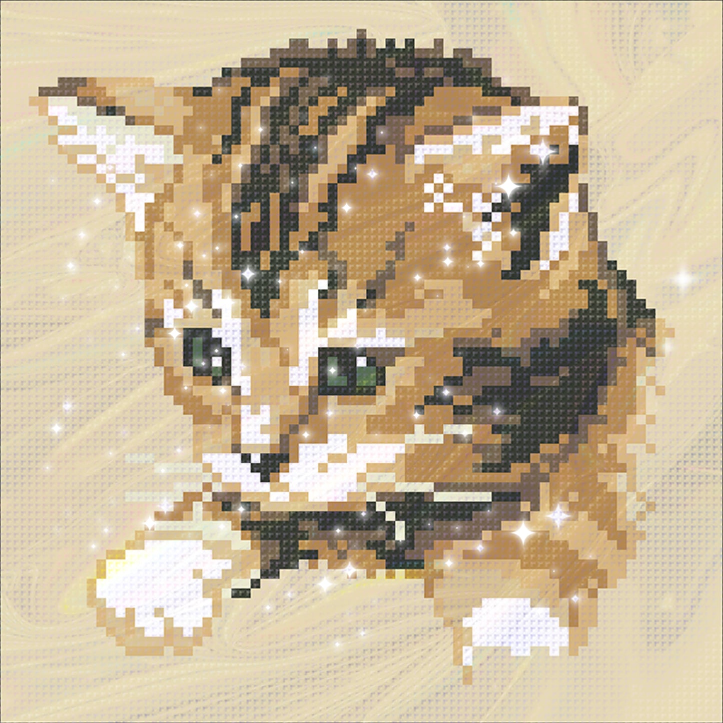 Tabby Kitten - Full  9CT Stamped Cross Stitch - Bead Embroidery 20x20CM/7.87x7.87in