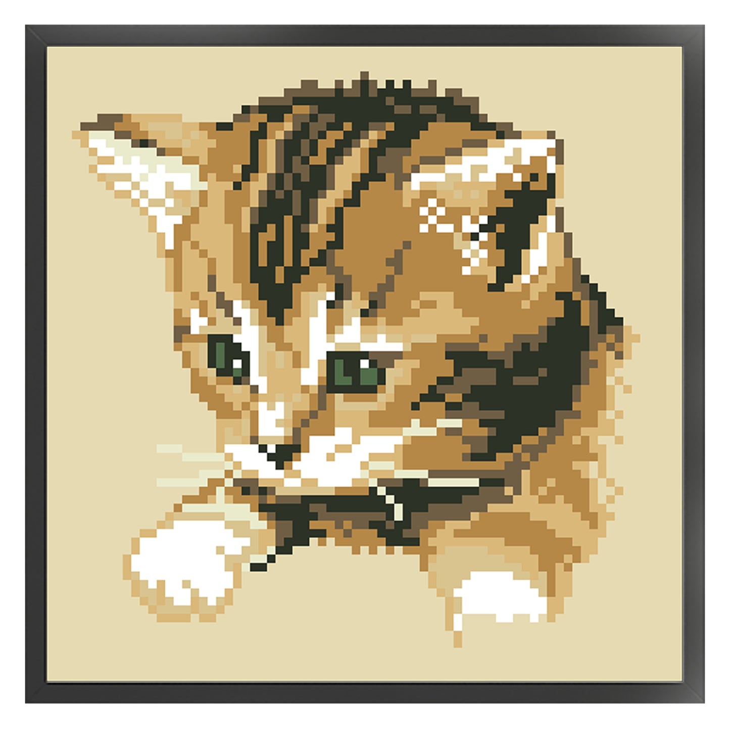Tabby Kitten - Full  9CT Stamped Cross Stitch - Bead Embroidery 20x20CM/7.87x7.87in