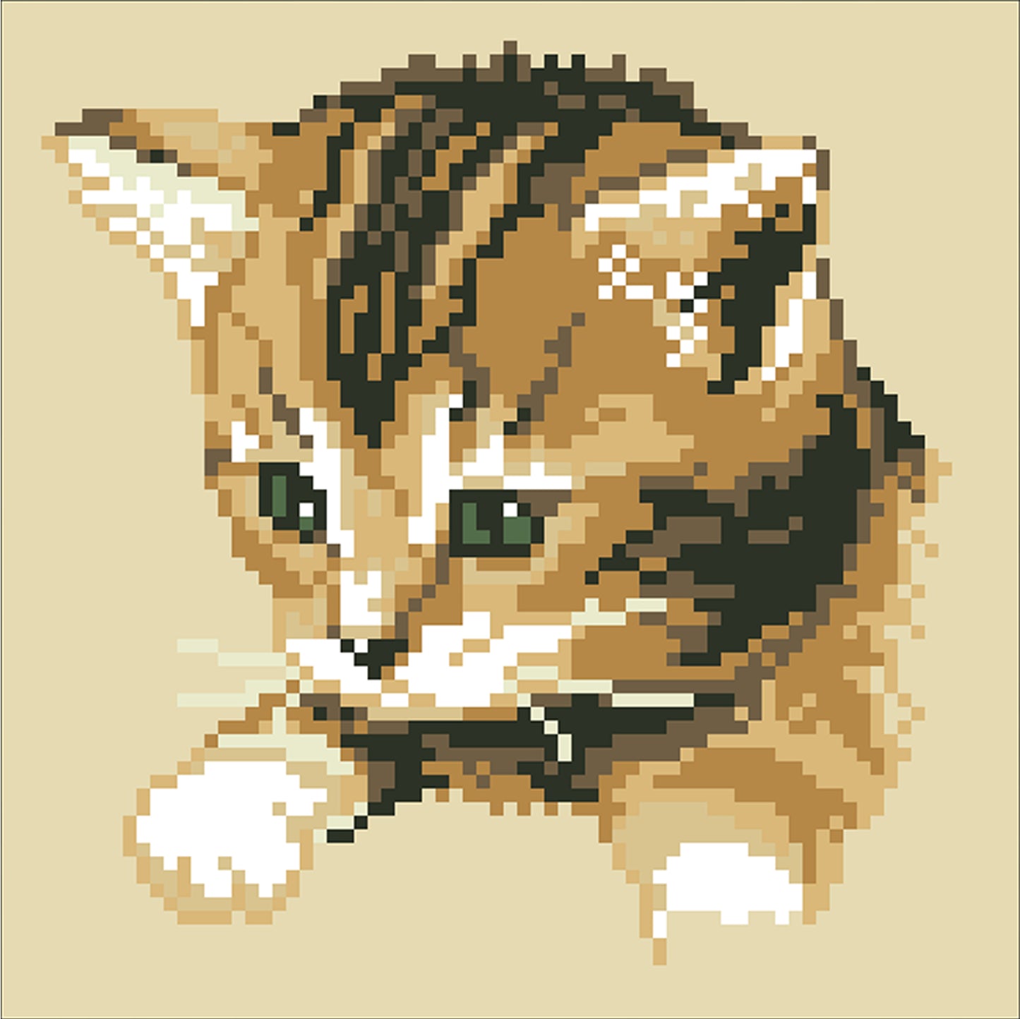 Tabby Kitten - Full  9CT Stamped Cross Stitch - Bead Embroidery 20x20CM/7.87x7.87in