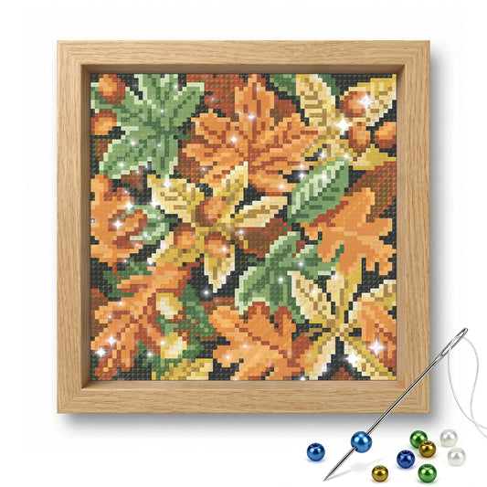Autumn Maple - Full  9CT Stamped Cross Stitch - Bead Embroidery 20x20CM/7.87x7.87in