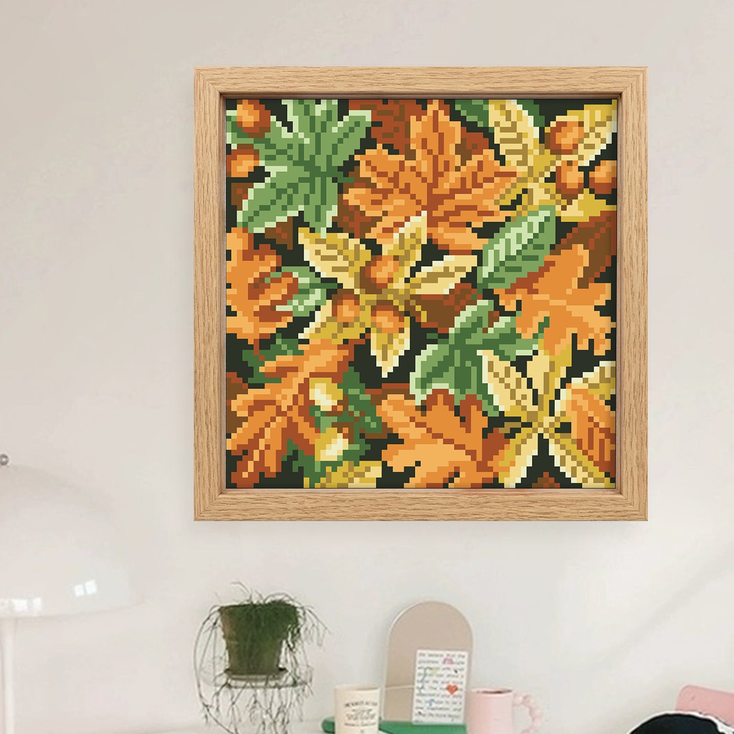 Autumn Maple - Full  9CT Stamped Cross Stitch - Bead Embroidery 20x20CM/7.87x7.87in