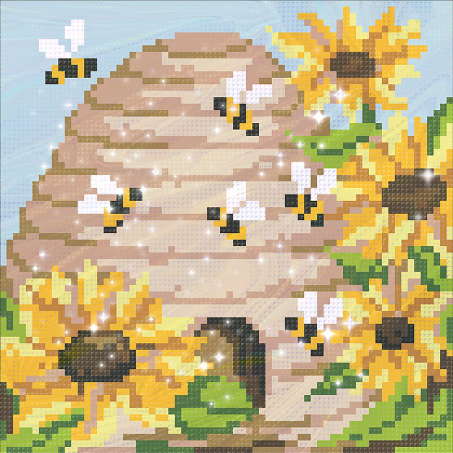 Beehive - Full  9CT Stamped Cross Stitch - Bead Embroidery 20x20CM/7.87x7.87in