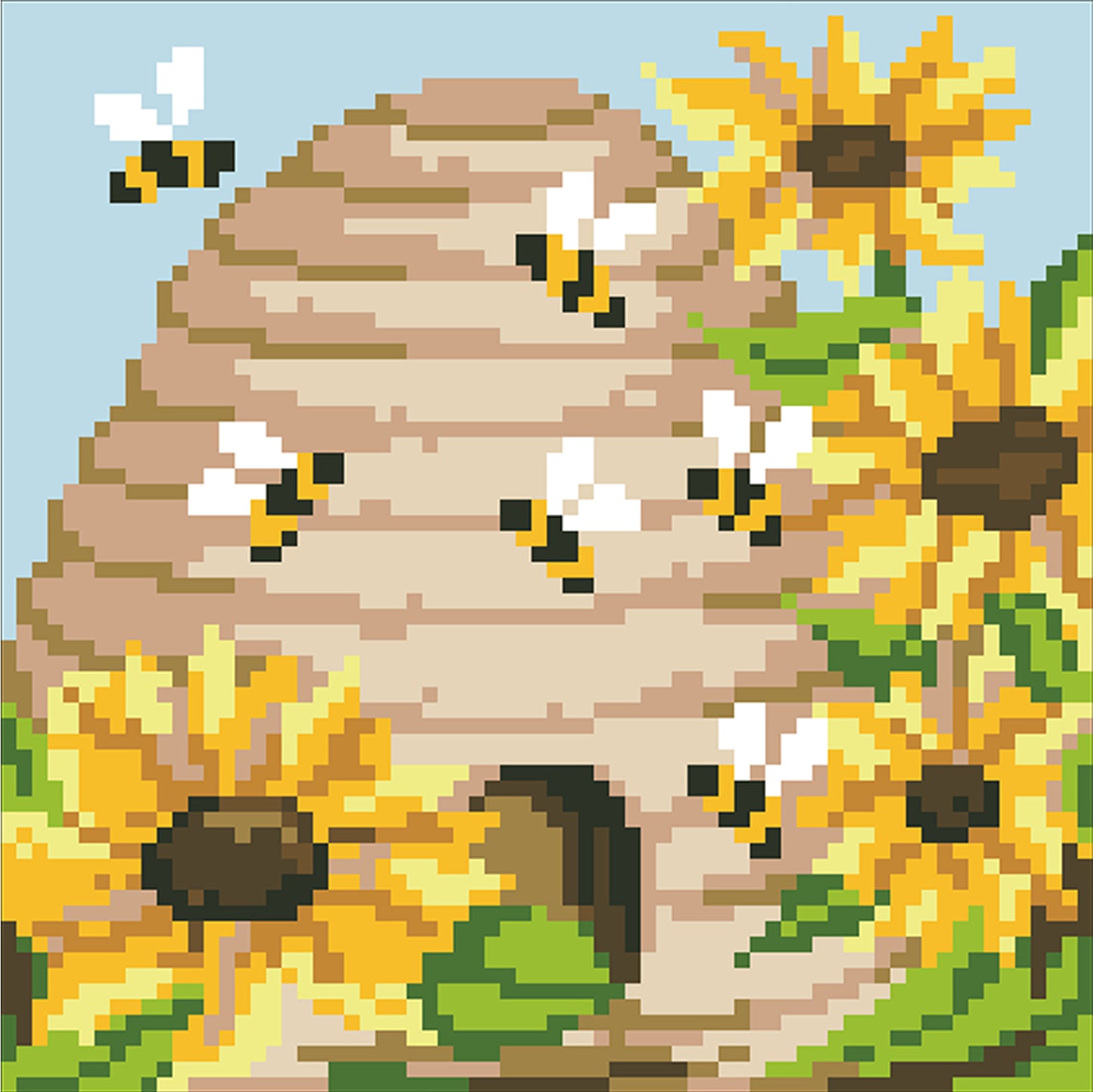 Beehive - Full  9CT Stamped Cross Stitch - Bead Embroidery 20x20CM/7.87x7.87in
