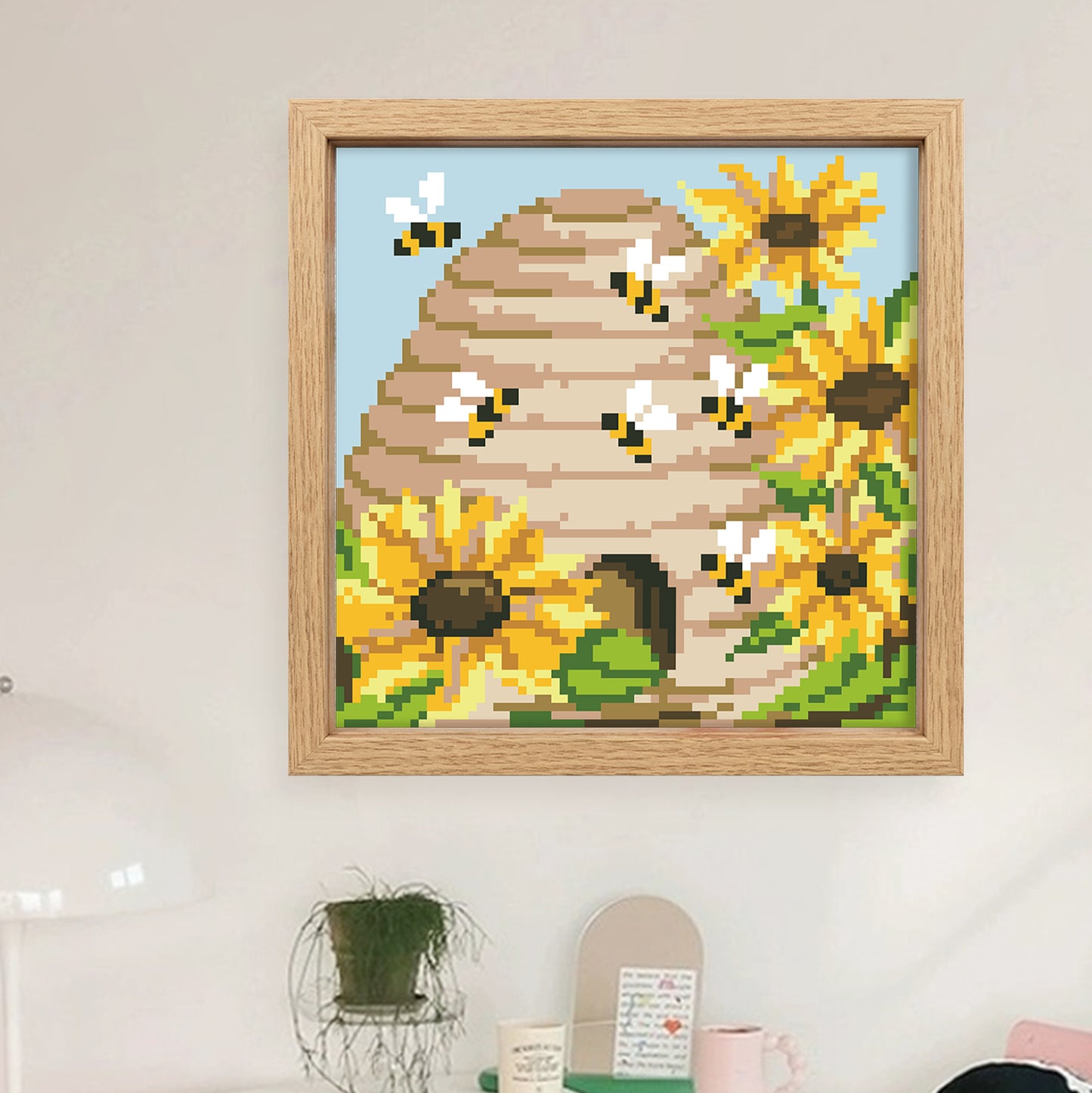Beehive - Full  9CT Stamped Cross Stitch - Bead Embroidery 20x20CM/7.87x7.87in